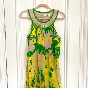 Tibi Silk Green and Yellow Floral Dress